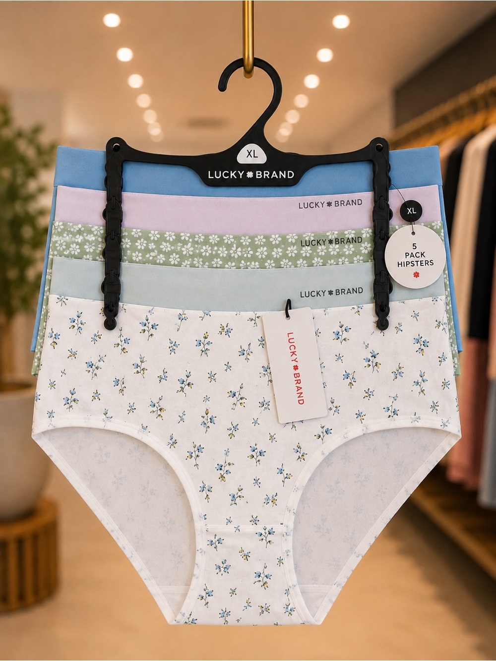 🌙✨🏷️ Lucky Brand Women’s 5-Pack Hipster Underwear Size XL NWT